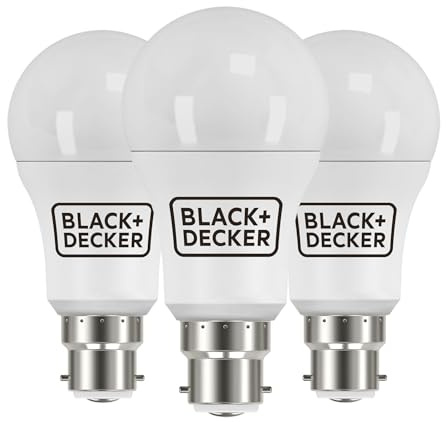 BLACK+DECKER® - LED GLS Lightbulbs - Pack of 3 Light Bulbs • 12.6W • B22 Bayonet Base • Daylight 6500K • Non-Dimmable • 1521 Lumens • Energy Class E