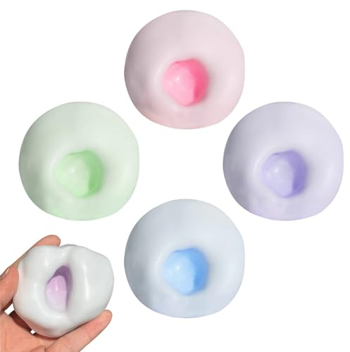 4 pièces Boule de Stress À Billes,Balles Anti Stress Raisin (Rose)