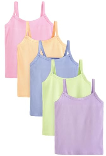 NEXT Mädchen Gerippte Trägertops in Pastell im 5er-Pack