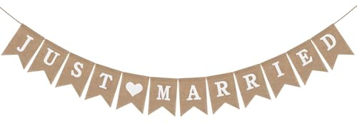Just Married Girlande, Hochzeit Deko Banner, Just Married Banner, Vintage Hochzeit Girlande, Wimpelkette Deko für Hochzeitszeremonie Fotorequisiten