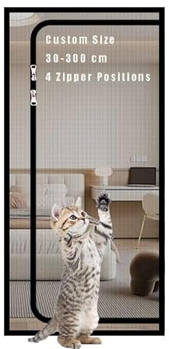 Rete per porta isolante per gatti, rete in fibra di vetro ad alta densità, rete anti-zanzare per porta, rete antistrappo, per balcone, camera da letto, con cerniera