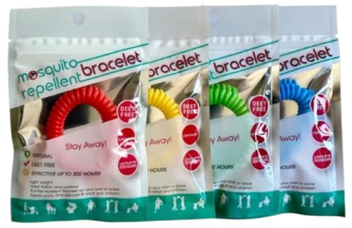 TIENDIFY – Pack 4 o 12 Pulseras Citronela Niños y Niñas, Repelente de Mosquitos Natural, Hasta 7 Días de Protección, Ajustables, 4 Colores, Uso Infantil Exterior e Interior (PACK DE 4, MIXTAS)