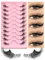 COAVEL 10 pares de Medias Pestañas Postizas Naturales Ojos de Gato con banda transparente y apariencia extensión de pestañas, hecho a mano, suaves y reutilizables. Efecto Lifting.