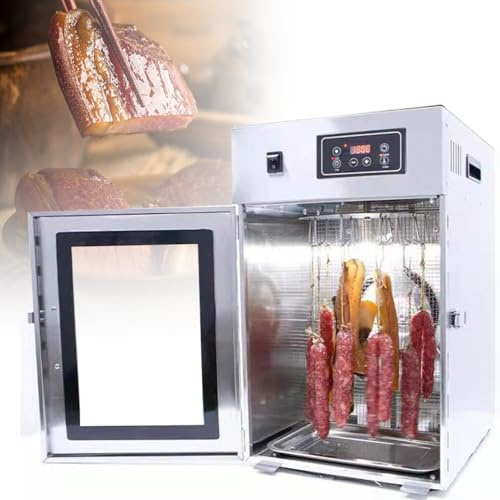 Secador eléctrico giratorio de carne con temporizador digital, temperatura ajustable de 30 a 90 °C para uso doméstico, deshidratador de cecina de gran capacidad