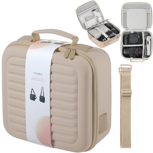 Camera Case Compatible with Canon EOS Rebel T7/R50/R6 Mark II/R100/R50 V/T6/R8/R10/R5 Mark II/RP/R7/5D Mark IV/SL3/R5/T100 DSLR SLR Camera, Lens and Tripod with Moveable Dividers and Shoulder Strap