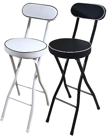 Tragbarer Klapphocker mit Rückenlehne und Fußstütze, Stühle in Thekenhöhe mit gepolsterter Sitzfläche, 11 Zoll (65 cm), Leichter und kompakter Klapphocker für Camping, Angeln, Wandern und Ou