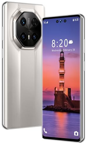 ULUCAN Nuovo smartphone economico Mate70 RS, smartphone Android sbloccato, fotocamera con modalità notturna, processore veloce Snapdragon 8 Elite, batteria da 8000 mAh, 1440 * 3040,White-1TB