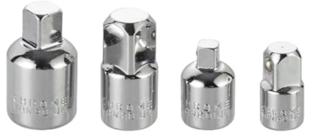 Holy Feather 4-Pack Drive Socket Adapter Set, 1/4 3/8 1/2 Inch Heavy-Duty Chrome Vanadium Steel Step Up/Down Converter for Ratchet Wrench & Power Tool, Silver (134g)