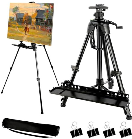 Caballete grande L 50-157 cm, caballete para pintar, caballete de artistas, caballete de atletismo, caballete plegable con bolsa portátil/bandeja de color, caballete de mesa y suelo para dibujar