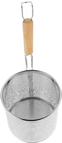 MOTHNUR Cuchara Espumadera Acero Inoxidable Mango de Madera 18 Cm, Colador de Fideos y Cesta Coladora para Pasta, Utensilio de Cocina Adecuado para Cocinar y Freír en Estilo Aleatorio
