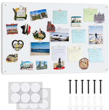 ALANGDUO Magnettafel 40 x 59cm Weiß, Große Magnetwand Matt für Magnete, Fotos, Souvenirs, Starke Magnetisch Pinnwand für Wohnzimmer, Büro und Küche