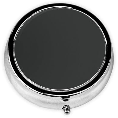 Round Travel Pill Organizer, Compact Daily Small Pill Case with 3 Compartments, Full Print Design Charcoal Color