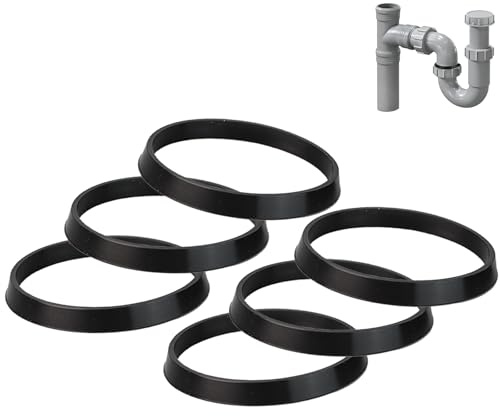 6 Pcs 40mm Rubber Washers for Sink Plumbing – Silicone Cone Seal Ring Gasket for 1 1/2 Inch Waste Pipe, O-Ring Slip Joint Washer for Kitchen Drain Pipe, Odour Trap Siphon & Bathroom Fittings