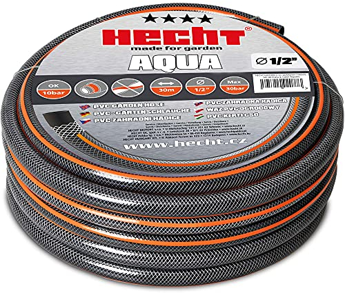 Hecht 30m premium Gartenschlauch Set 13mm (1/2 Zoll) – formstabil, trittfest & UV-Beständig, Gartenschlauch/Wasserschlauch aus hochwertigem Spiralgewebe, 30 bar Schlauch Berstdruck