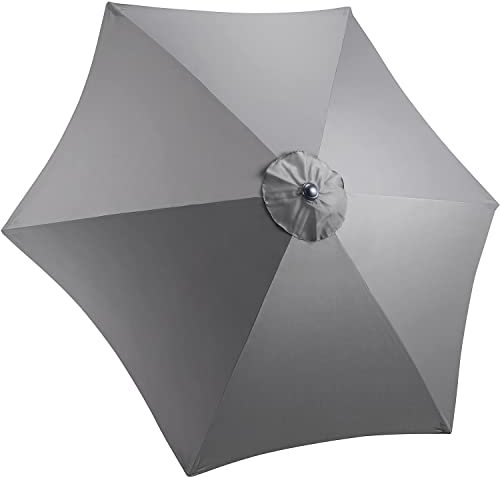 CHRISTOW Replacement Parasol Canopy 2.7m Hexagonal 6 Arms UV 30+ Protection For Garden Umbrella (Grey Fabric)