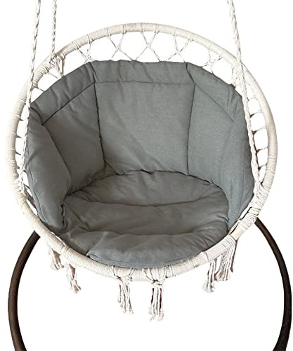YAOTT Coussin de Siège pour Chaises Suspendues à Franges Rond Confortable Coussin de Jardin Exterieur Chaise Balançoires Coussin Fauteuil Suspendu,Gris2,60X60CM