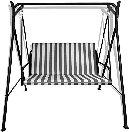 Il Tuo Artigiano Design Cuscino fasciato per dondolo da giardino 2, 3 e 4 posti (3 posti plus, 155x55 cm, Bianco E Grigio)