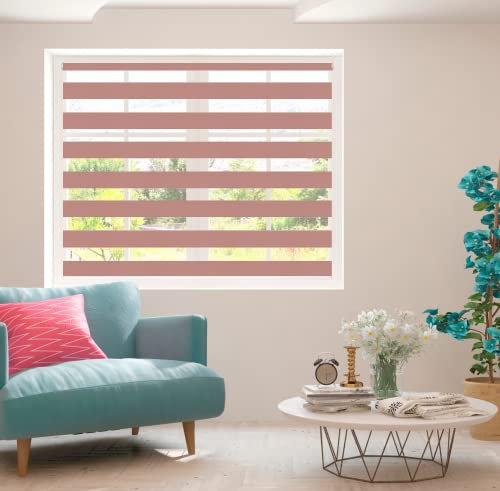 Zebra Blind - Day and Night Roller Blinds, Elegant and Durable Zebra Roller Blinds for Bedroom, Kitchen, and Office, Easy to Clean, 150 cm Drop, Pink, 45cm Width