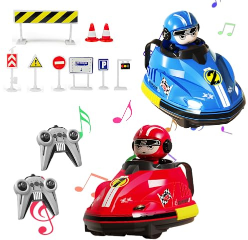 KBIBCK Ferngesteuertes Gegeneinander Spielzeugauto, 2 Pcs Ferngesteuerter Autoscooter für Kinder, Ferngesteuerter Autoscooter, Kollision Spielzeugauto, RC Crawler Car mit Licht Musik ab 3 Jahre