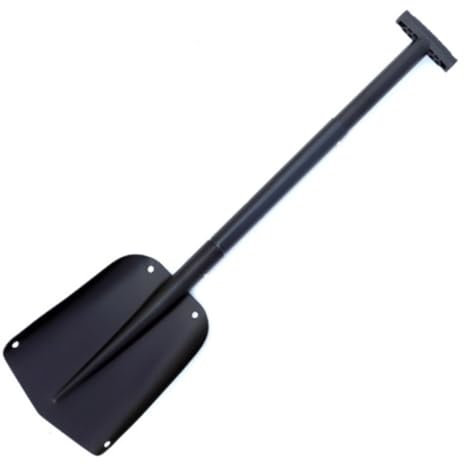 Pala da neve pieghevole di emergenza, con manico estensibile, in alluminio, leggera, per auto, campeggio, sci, giardino (nero)