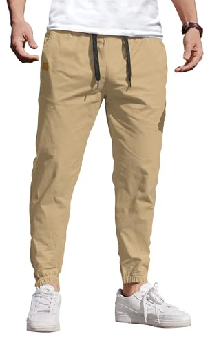 COOFANDY Byxor herr cargobyxor elastisk midja joggingbyxor herr tygbyxor fritidsbyxor med elastiskt band herr slip-byxor med fickor