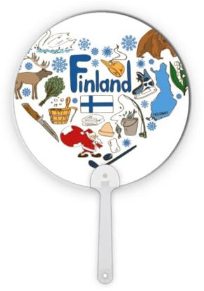 no/no Finlandia Love Heart Landscap Bandiera Nazionale Plastica Rotondo Palmare Fan Decorazioni Artigianato