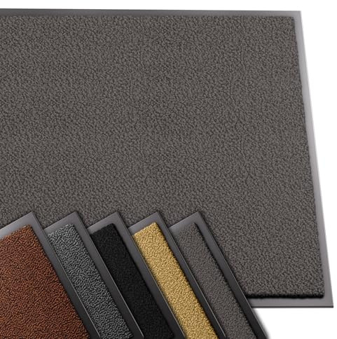 VOUNOT Hochwertige Fußmatte Innen und Außen, Schmutzfangmatte rutschfest,waschbar & wetterfest, Fussmatte für Eingangsbereich & Aussenbereich, Läufer Flur dünn 90x120cm, Anthracite