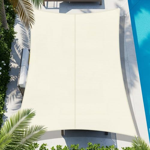 COOL AREA Solsegel Vattentät Rektangulära 3x4m UV-skydd Vindskydd, Vattenavvisande Segel Lämplig för Utomhusområden som Trädgård Balkong Terrass - Cream