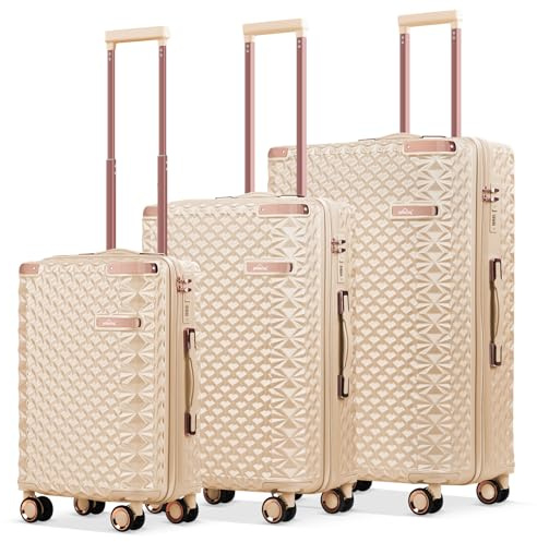 HOMELUX Lot de 3 valises à coque rigide en ABS léger à roulettes - M-L-XL, 1003-beige, Set, Ensemble de valises