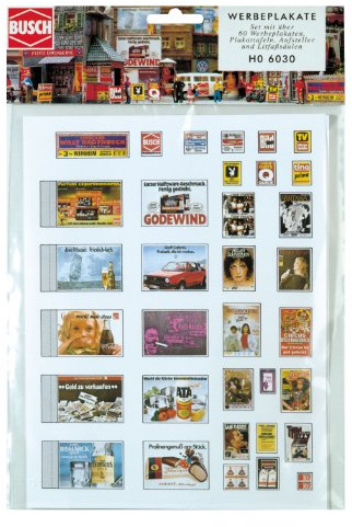 Busch H0 Werbeplakate -Set, Sortiert