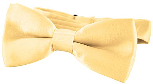 DonDon stilren barn pojkar fluga färdigknuten och längdjusterbar 9 x 4,5 cm guld glänsande med siden-look