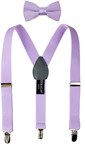Spring Notion Boys' Suspenders and Solid Color Bowtie Set Lilac Medium
