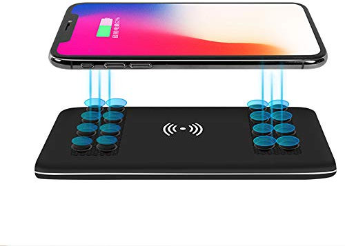 MYYING ELE Qi Wireless Power Bank, 8000mAh Portable Quick Charger, External Battery Pack with Dual Input and Suction Cup Compatible iPhone XS/XR/XS Max/8/8 Plus and More Devices, Black