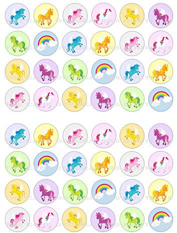 cdb 48 Unicorns style edible Iced Icing CupCake Toppers Cake frosting fondant