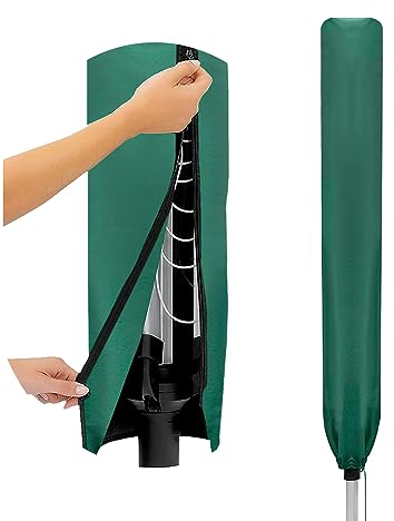 Flatro Rotary Washing Line Cover Waterproof - Universal Fit with Zip and Drawstring to Tighten - Weather Resistant and Great Protection Parasol Cover for Garden Dryer and Airer (Green)