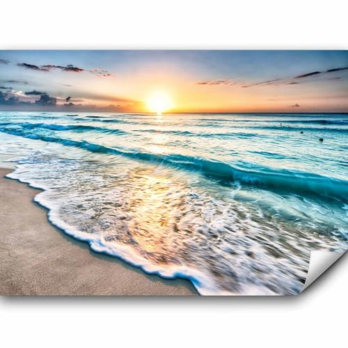 murando - Fototapete selbstklebend Strand und Meer, 343x256 cm, Wohnzimmer | Selbstklebend ohne Kleister, Full HD Druck, ideal fürs Wohn- oder Schlafzimmer, schnelle Montage, lichtbeständig, geruchsfrei