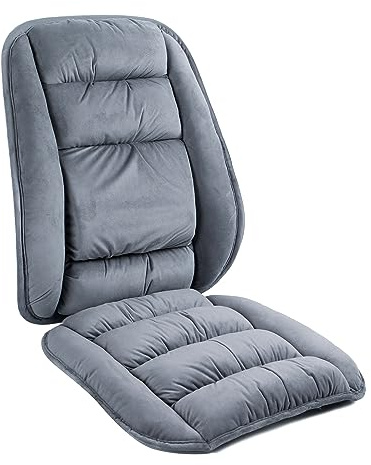 ALIBO Orthopedic Firm Chair Lumbar Support Cushion Set Non-Slip Bottom Coccyx Pads Warm Adjustable Curvature Low Back Pain Relief Relax Pillow for Office,Dinning Chair,Recliners,Sofa and Car Grey