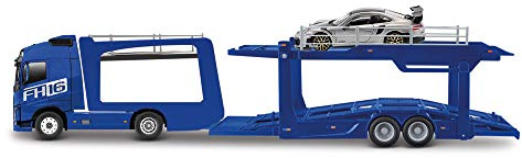 Bburago B18-31463 1:43 Street Fire Multicar Carrier Volvo FH16 Globetrotter 750 XXL (blau), Verschiedene Designs und Farben