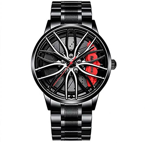 Thomm Orologi da uomo Car Wheel Rim Hub Steel Impermeabile Cool 3D Fashion Estate Guarnizione regalo di lusso per uomo Caso