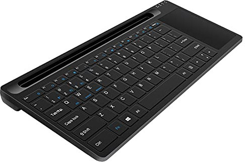 HaoHZ Tastiera Bluetooth Multi-Dispositivo per Computer Tablet - Tastiera Ricaricabile Dual Mode (Bluetooth + 2.4G) con Supporto per Telefono Integrato,with touchpad