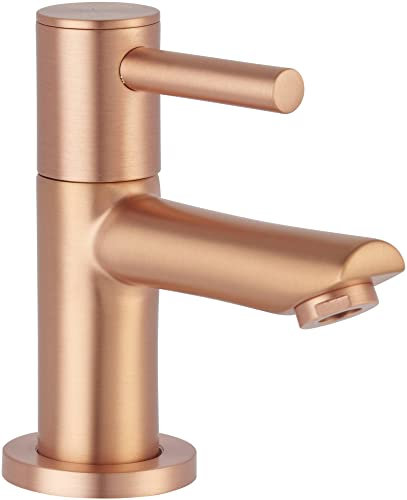 Saqu Shine Kaltwasserhahn für Gäste-WC Höhe 10.4 cm, Kaltwasserarmatur antibakteriell & langlebig, Waschtischarmatur Kupfer Gebürstet für Waschbecken