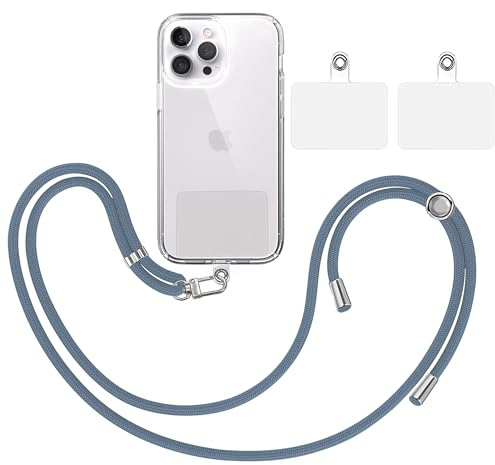 TBOC Band Handykette Schlüsselband Kette Handyschnur [Blau] + 2 Zusätzliche Befestigungspatches Aufhängen Nacken Universal Handy - Pad Handyband Patch Karabiner Hülle Handyhülle Lanyard