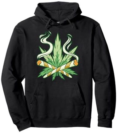 Cool 420 Hemp Leaf Cross Joint Smoke Cannabis Nature Pullover Hoodie