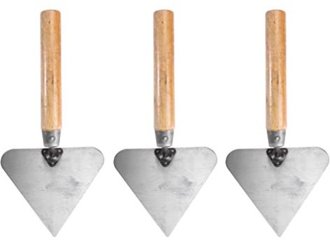 Kids Tools 3Pcs Stainless Steel Trowel Plaster Trowel Triangle Concrete Trowel Bricklaying Trowel Masonry Tools with Wood Handle Kids Play Sets Shovel