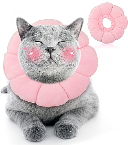 HYLYUN Halskrause Katze, Einstellbarer Halskrause Katze Halsband, Weich Sonnenblume Katze Wiederherstellung Halsband Kragen Cone für Katzen Kleiner Hunde Nach Operation und Verletzungen PM