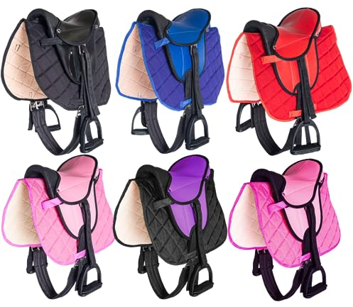 PFIFF 103106 Sattelset für Shettys oder Holzpferde, Komplettset, Kindersattel, Pink