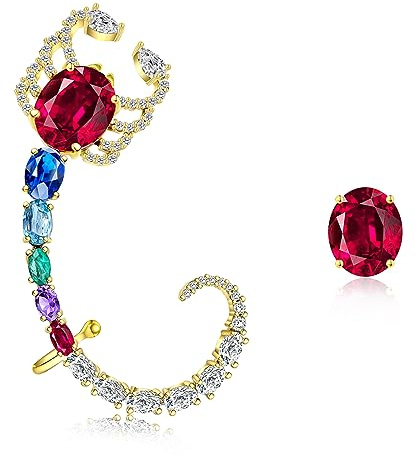 925 Sterling Silber Post Ohr Manschette Ohrringe für Frauen Schmetterling Knorpel Ohr Kletterer Ohrringe Gold Lila Cubic Zirkonia CZ Hypoallergene Piercing Geschenke für sie (multi-color)