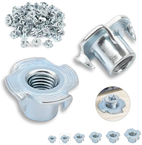 Lot de 60 écrous M5 x 8 mm galvanisés 4 pointes frappantes pour bois, bricolage, construction