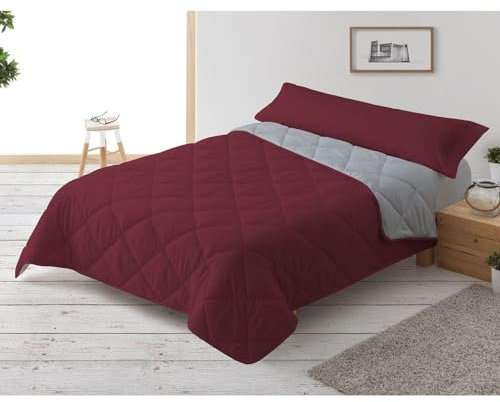 Donegal Collections Edredón Nórdico Cama 150/160-240x220 cm Reversible Bicolor Granate/Gris Claro - Relleno Nórdico Invierno/Otoño 300 gr/m² - Funda Nórdica Ligera 100% Fibra y Antiácaros