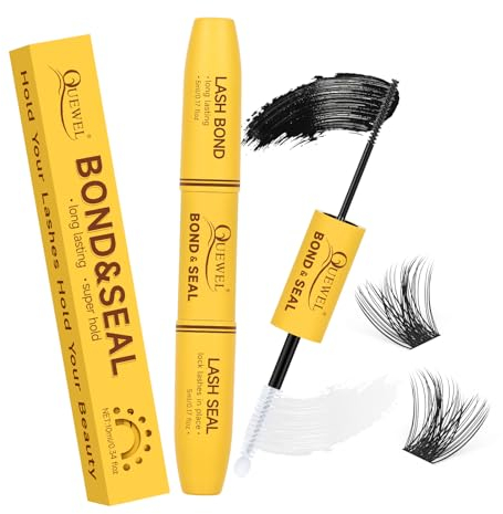 Quewel Lash Bond et Seal Colle Adhésif d'Extension de Cils Durable et Imperméable 2 en 1 pour Grappe, Facile à Utiliser pour les Débutants (5ml + 5ml)